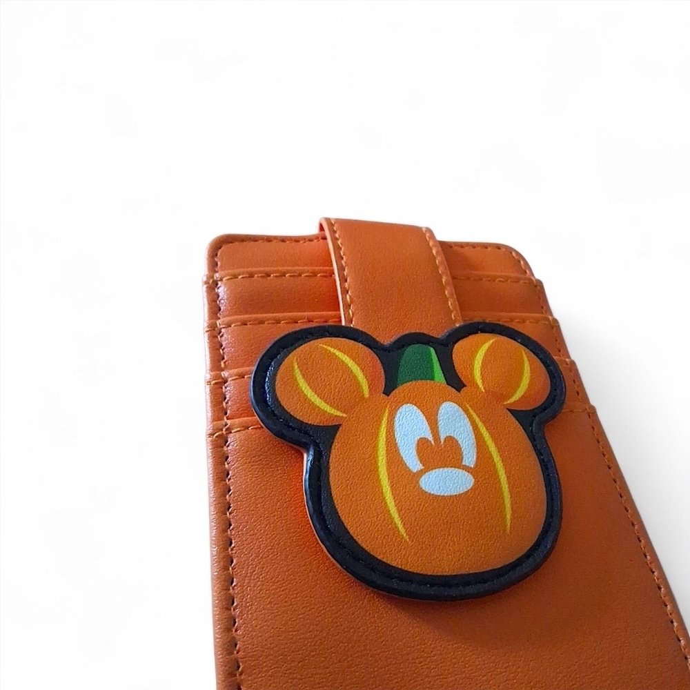 Disney Parks Halloween Mickey Pumpkin Orange Cardholder Wallet β NWT - Picture 6 of 6